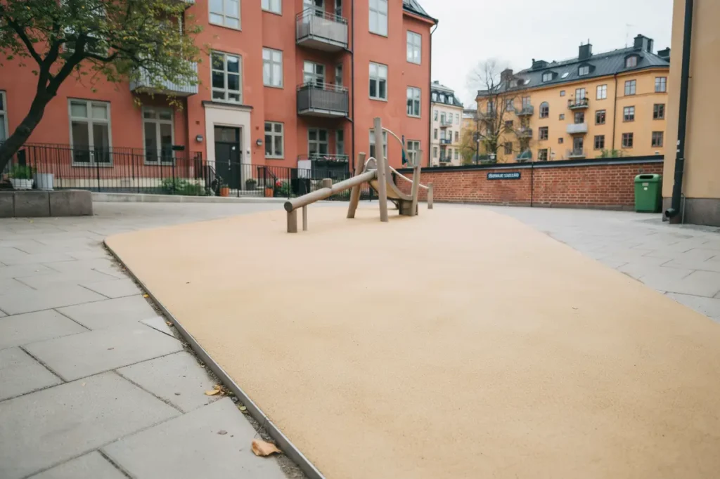 nyanl ggning av lekplatsytor med fallskydd och kantst d i s dermalm stockholm