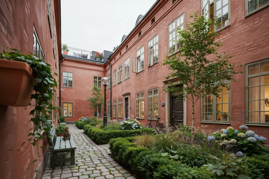 ombyggnad av innerg rd med marksten och planteringar p s dermalm